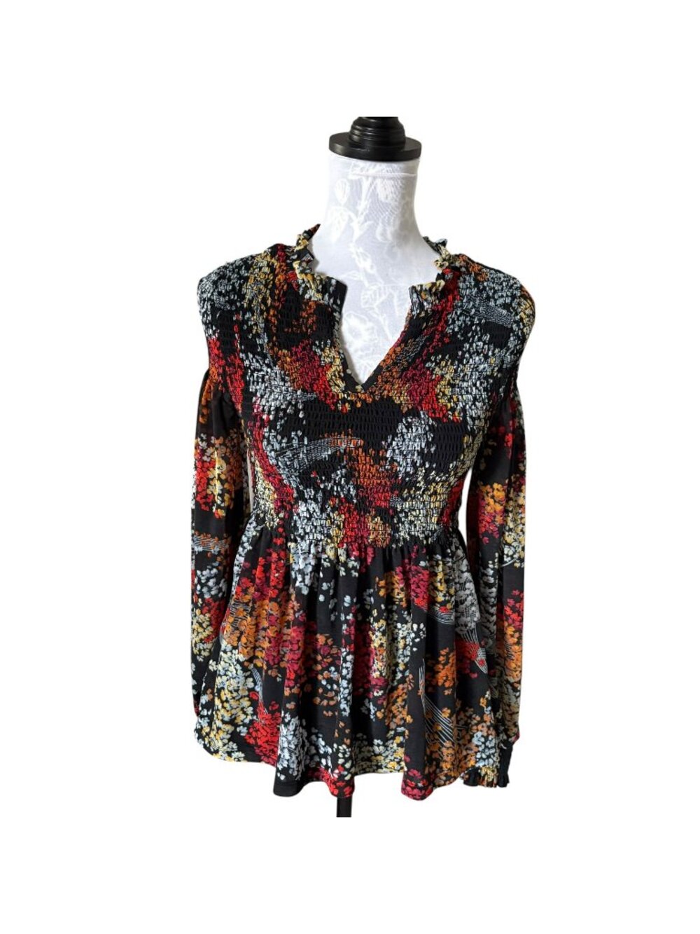 Anthropologie Akemi + Kin Adria Smocked Babydoll Long Sleeve Small